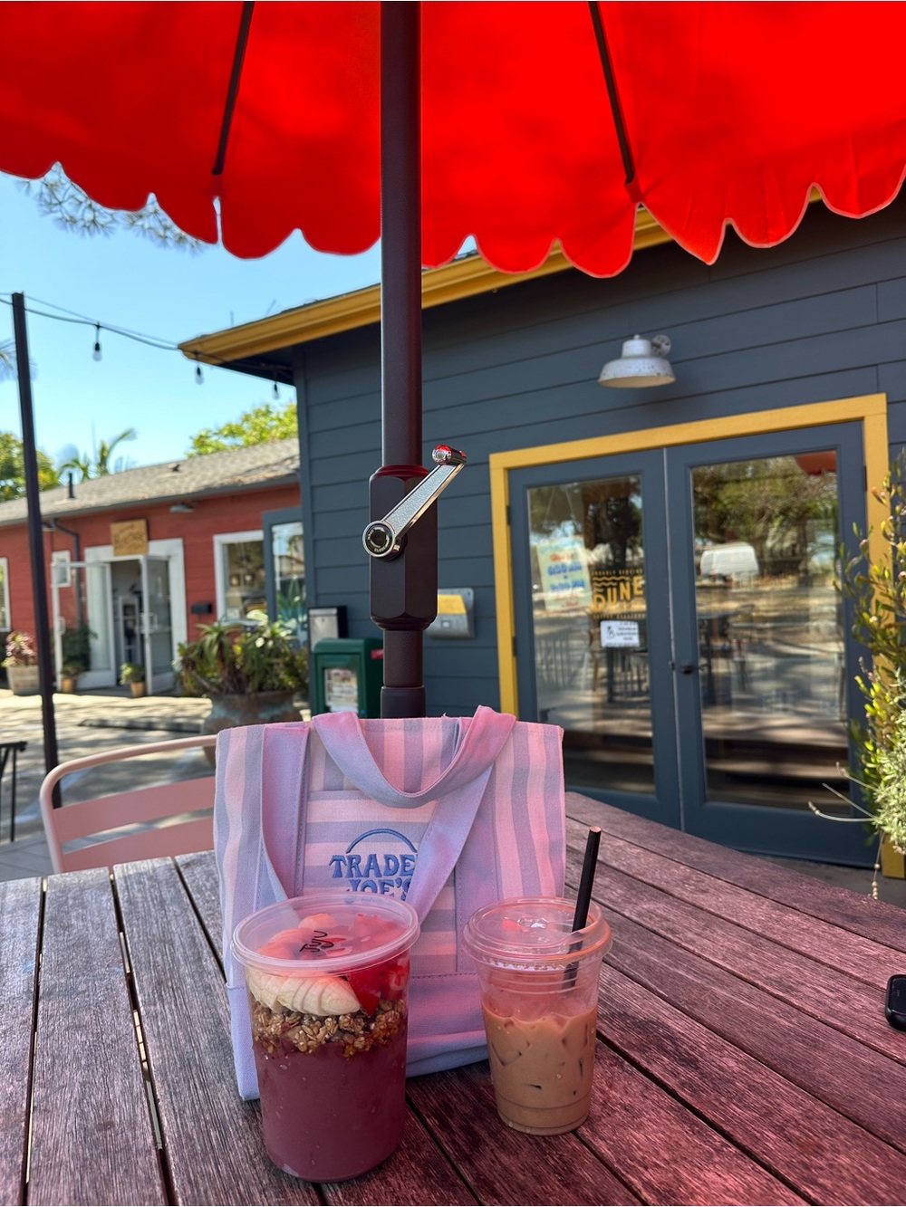 NWT Trader Joe's Pastel Blue and Cream Striped Mini Tote Bag